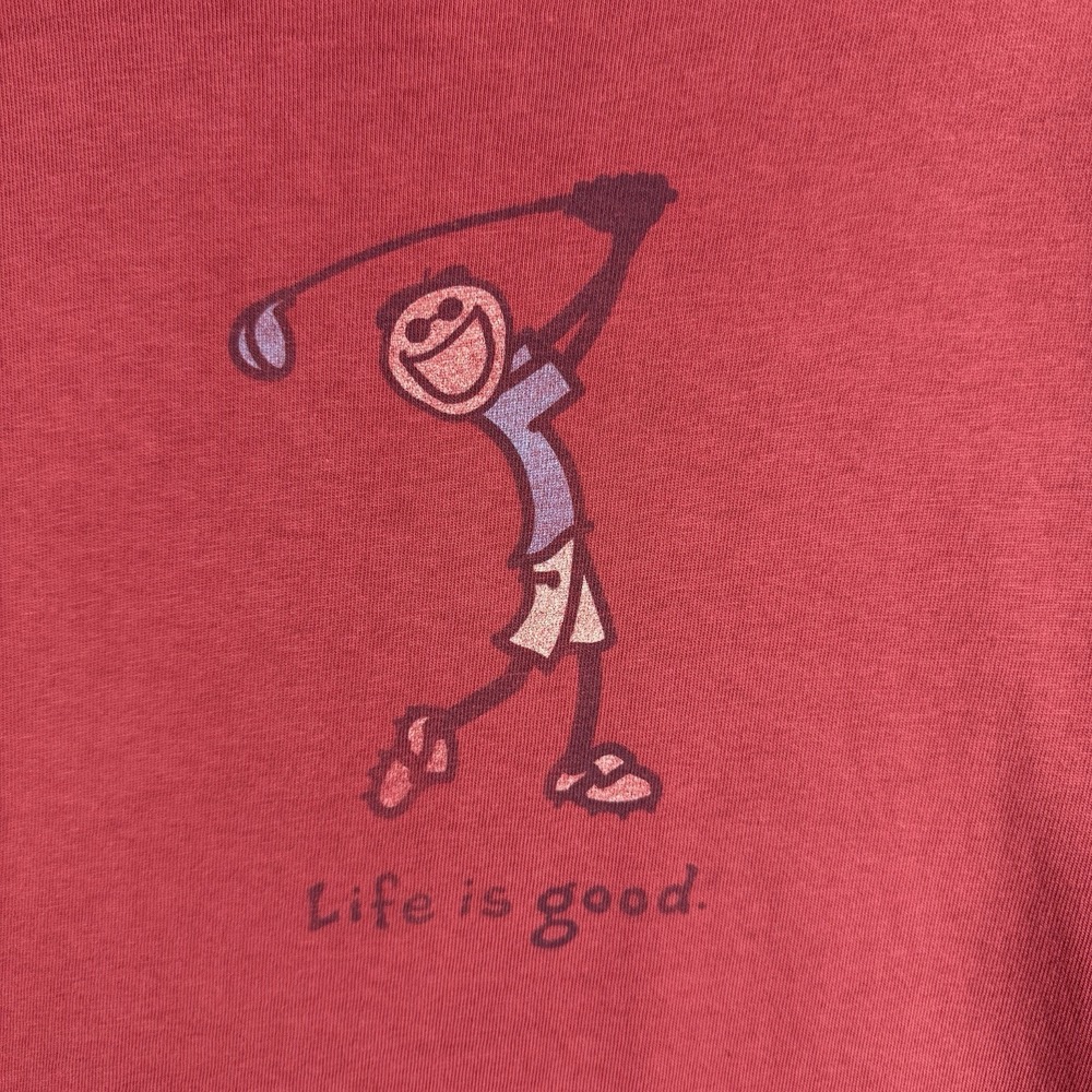 Life is Good T-Shirt Mens Medium Red Golf Jake Graphic Short Sleeve Tee